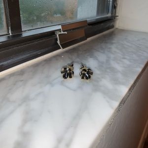 Gold and black stud earrings